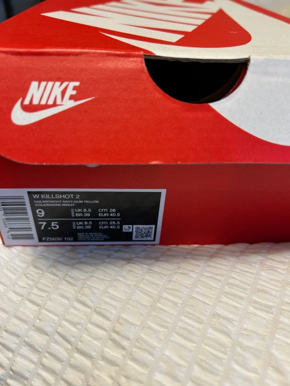 Nike White Leather Sneakers with Navy Swoosh and Gum Outsole - Picture 2 of 3